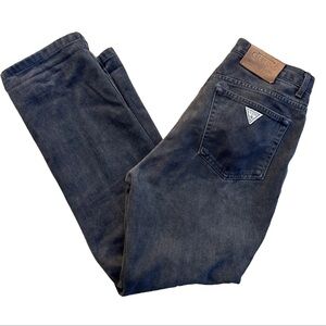 Vintage Guess Jeans Mens 33 (32 x 30) Faded Black Logo Gray 90s Straight Relaxed